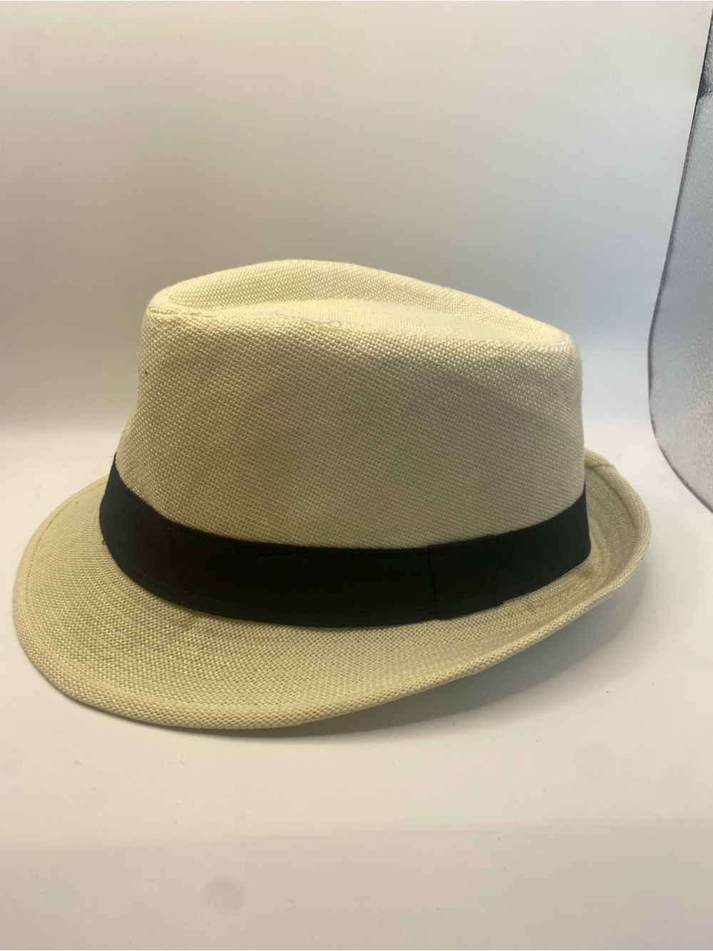 Classic Cream Straw Fedora with Black Band